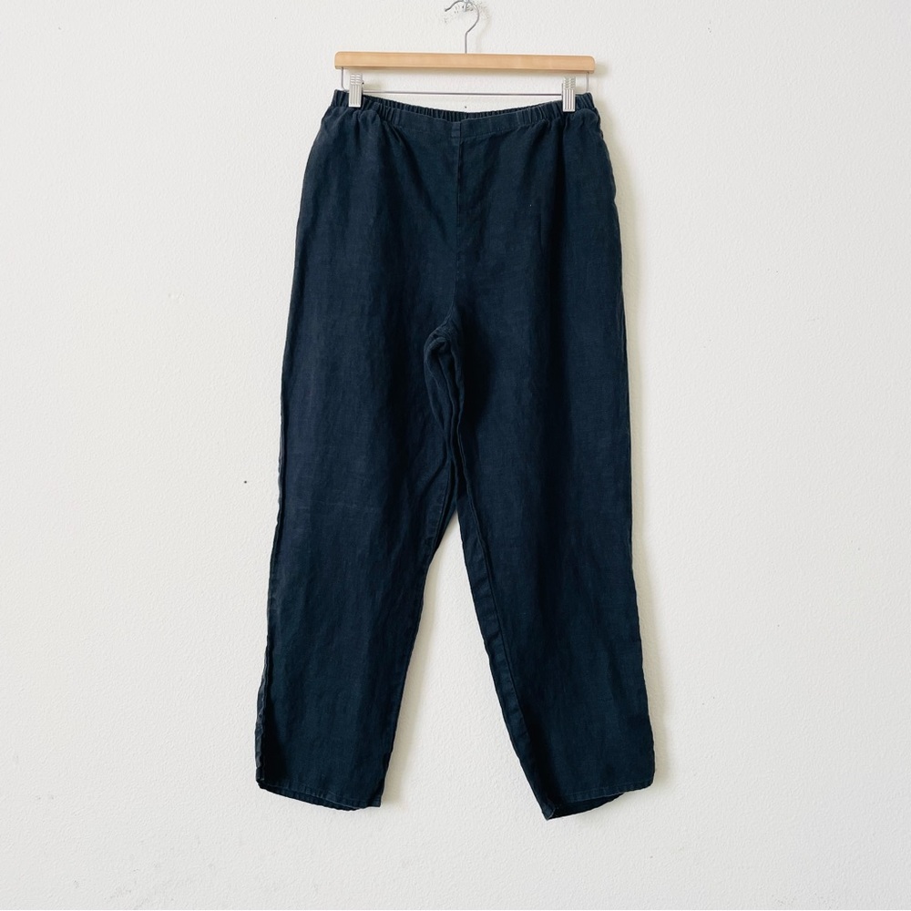 Flax MEDIUM 100% linen black pocketed pants